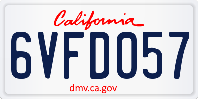 CA license plate 6VFD057