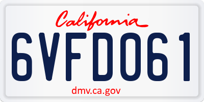 CA license plate 6VFD061