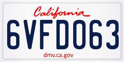 CA license plate 6VFD063