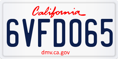 CA license plate 6VFD065
