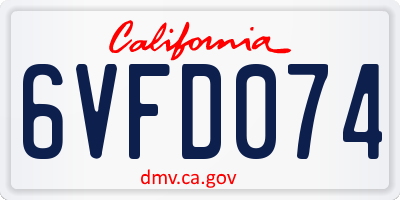 CA license plate 6VFD074