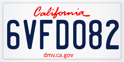 CA license plate 6VFD082