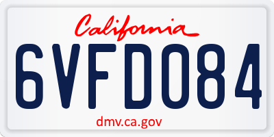 CA license plate 6VFD084