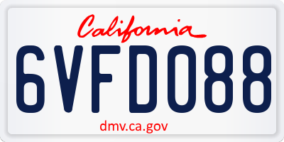 CA license plate 6VFD088