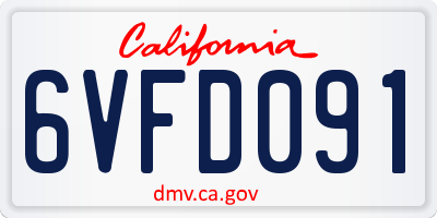 CA license plate 6VFD091