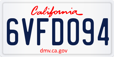 CA license plate 6VFD094