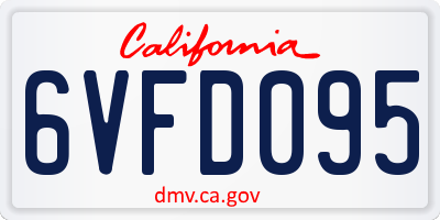 CA license plate 6VFD095