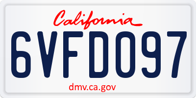 CA license plate 6VFD097