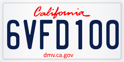 CA license plate 6VFD100