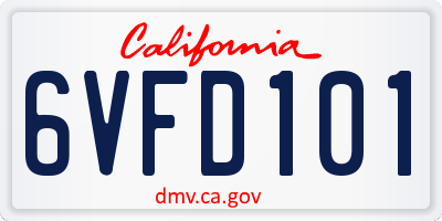 CA license plate 6VFD101