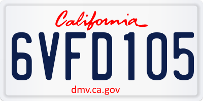 CA license plate 6VFD105
