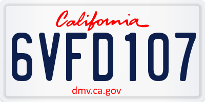 CA license plate 6VFD107