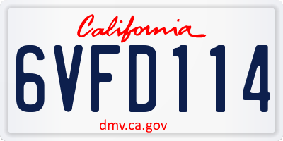 CA license plate 6VFD114