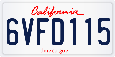 CA license plate 6VFD115