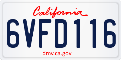 CA license plate 6VFD116