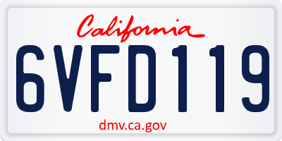 CA license plate 6VFD119