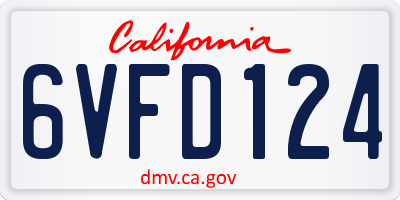 CA license plate 6VFD124