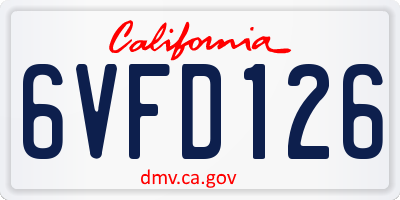 CA license plate 6VFD126