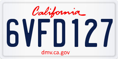 CA license plate 6VFD127