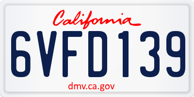CA license plate 6VFD139
