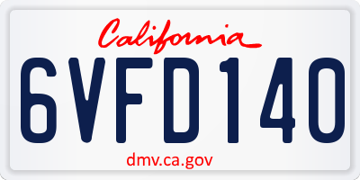 CA license plate 6VFD140