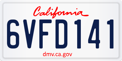 CA license plate 6VFD141