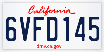 CA license plate 6VFD145