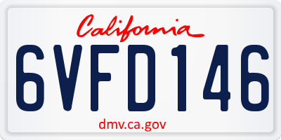 CA license plate 6VFD146