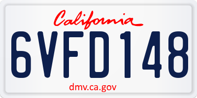 CA license plate 6VFD148