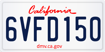 CA license plate 6VFD150