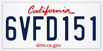 CA license plate 6VFD151