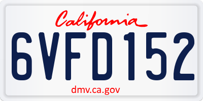 CA license plate 6VFD152