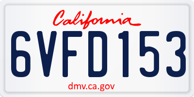 CA license plate 6VFD153