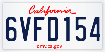 CA license plate 6VFD154