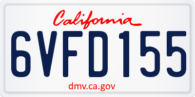 CA license plate 6VFD155