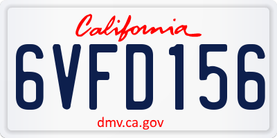 CA license plate 6VFD156