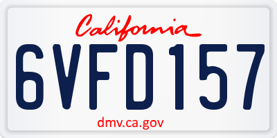 CA license plate 6VFD157