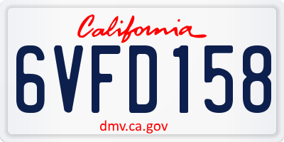 CA license plate 6VFD158