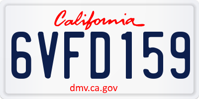 CA license plate 6VFD159