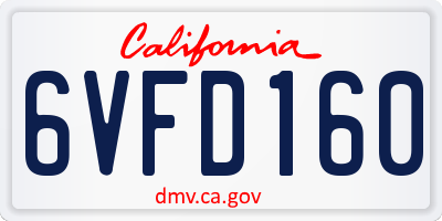 CA license plate 6VFD160