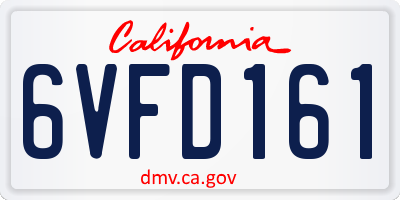 CA license plate 6VFD161