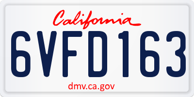 CA license plate 6VFD163
