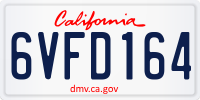 CA license plate 6VFD164