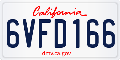 CA license plate 6VFD166