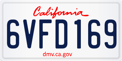 CA license plate 6VFD169