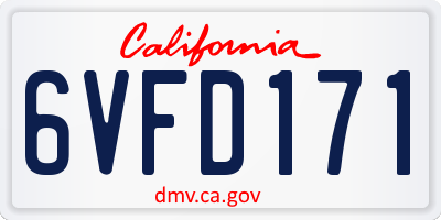 CA license plate 6VFD171