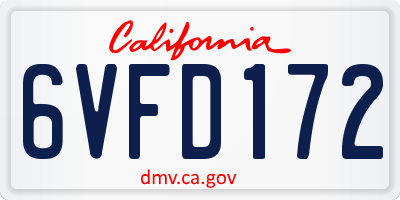 CA license plate 6VFD172