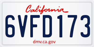 CA license plate 6VFD173