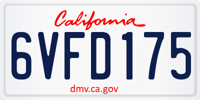 CA license plate 6VFD175