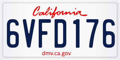 CA license plate 6VFD176